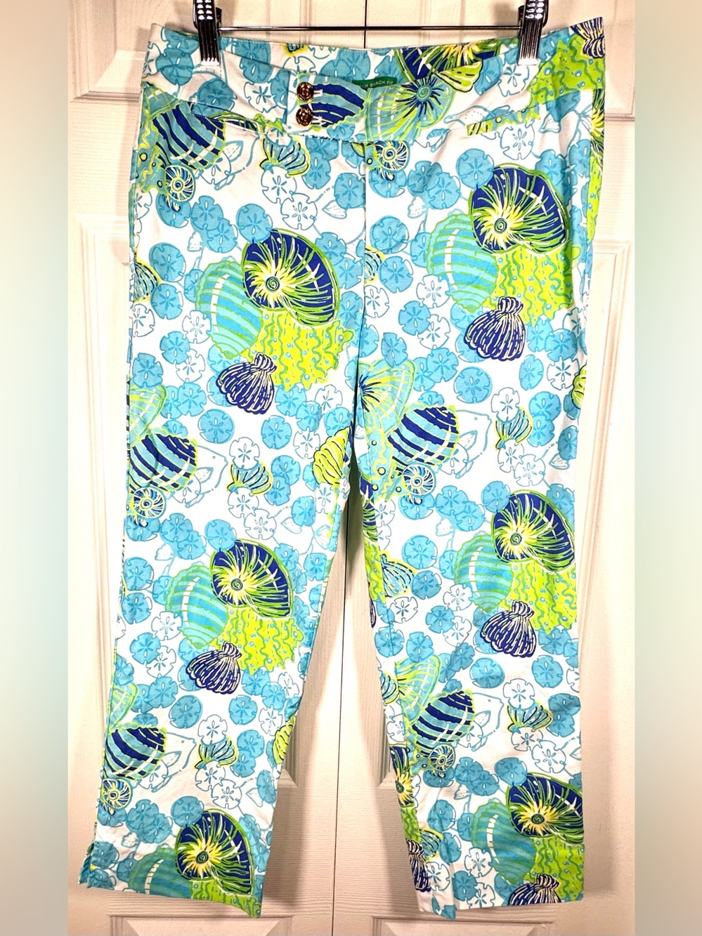 Vintage Lilly Pulitzer Palm Beach Fit Sand Dollar Seashell Capri Pants Size 6